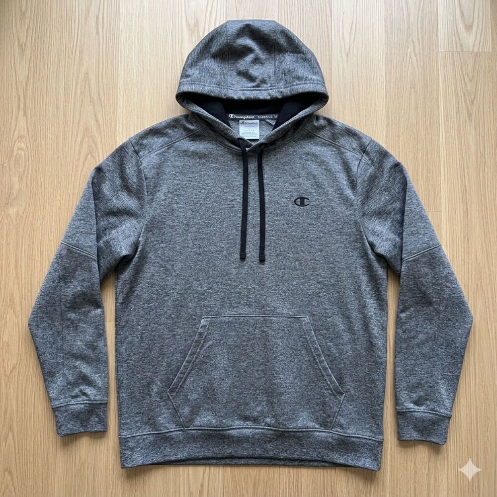 Champion Duofold Warm Control Hoodie Dark Gray Heather Size Large EUC